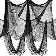 Yobbai 6 Pack Black Creepy Cloth - Halloween Decorations - 30x72 Inch Cotton Fabric - Spooky Fabric for Haunted House, Party, Outdoor or Indoor