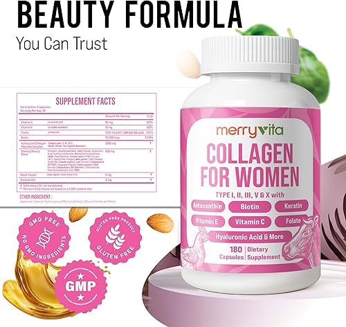 Miniatura 3 de Colágeno para mujeres Péptidos de colágeno multihidrolizados tipo I, II, III, V y X Suplemento de colágeno con vitamina C, biotina y ácido
