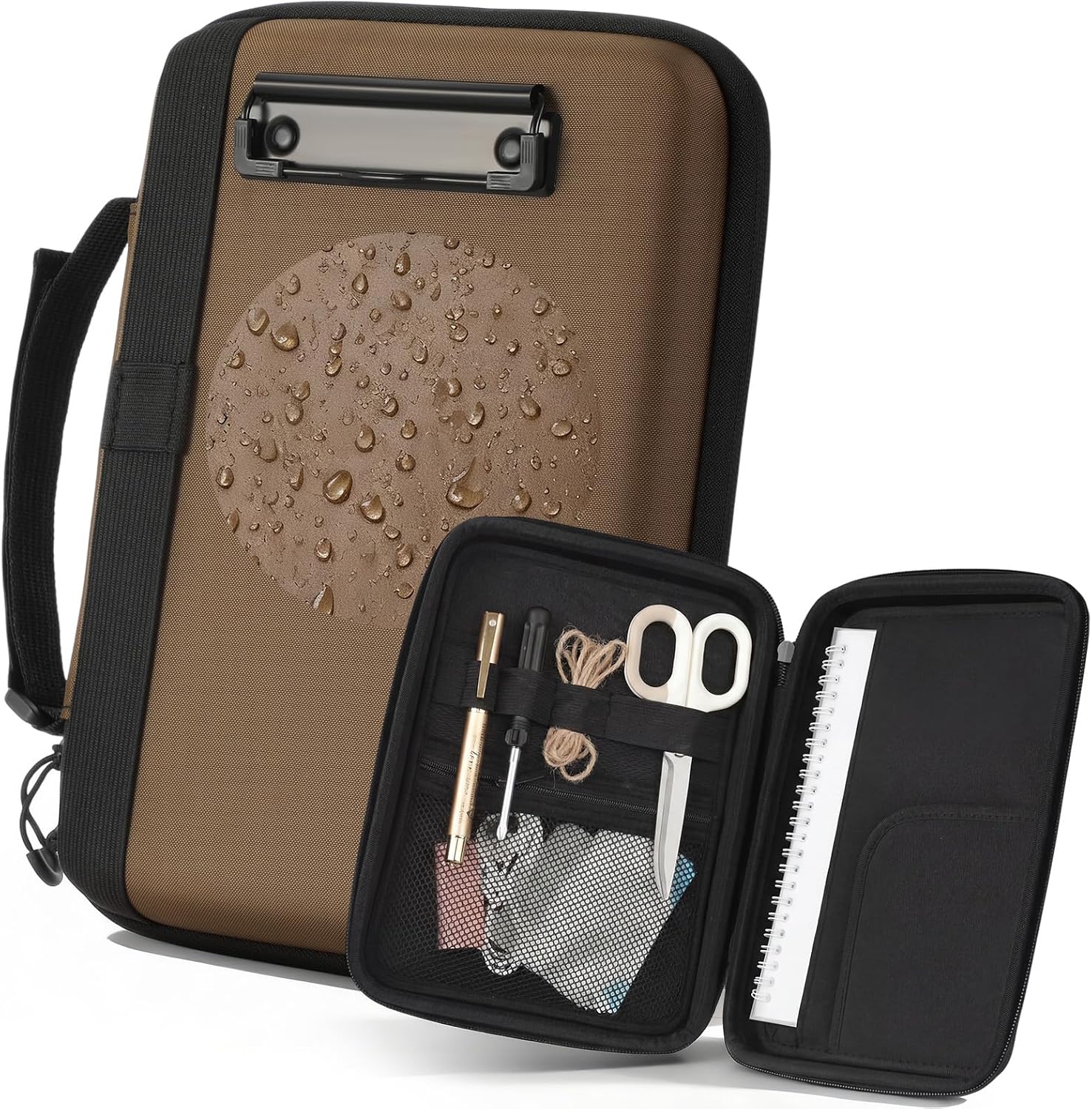 Resurhang Rain Tactical Clipboard Case with Storage, Waterproof Field Writing Board, EVA Hard Surface, Pen Loops & Notebook Pockets, 6.6 x 9.3 Inch Organizer for Construction, Military & Outdoor
