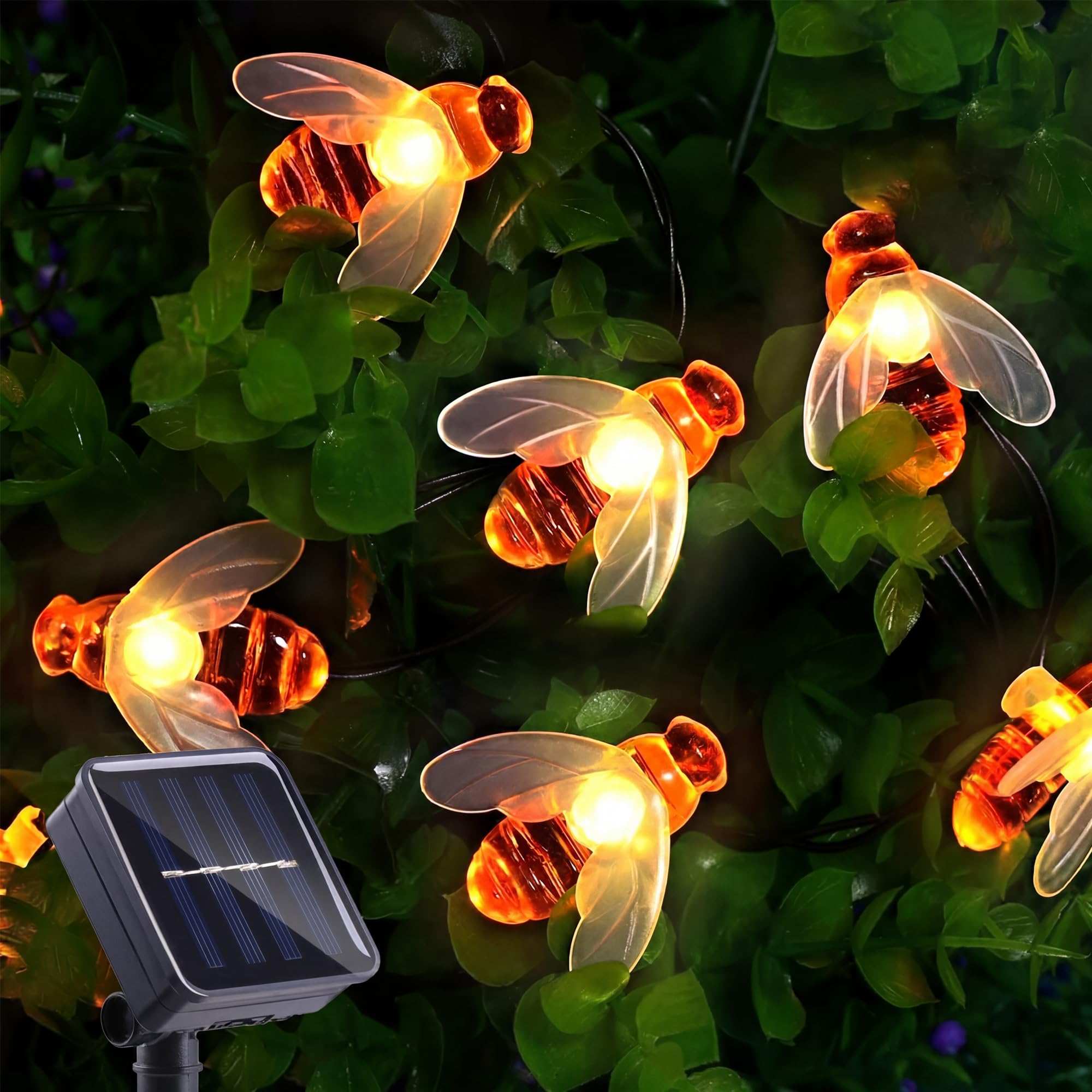 ITICdecor Solar Bee String Lights 30 LED 8 Modes Cute Bee Light Waterproof Outdoor Lights Starry Fairy Light Wedding Home Garden Patio Party Christmas Tree Decoration-image-43