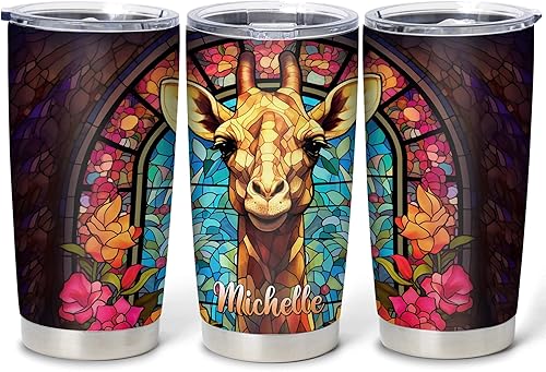 Miniatura 8 de Hyturtle Regalos personalizados para los amantes de las jirafas, cumpleaños o Navidad, vaso de acero inoxidable con nombre personalizado de Just a