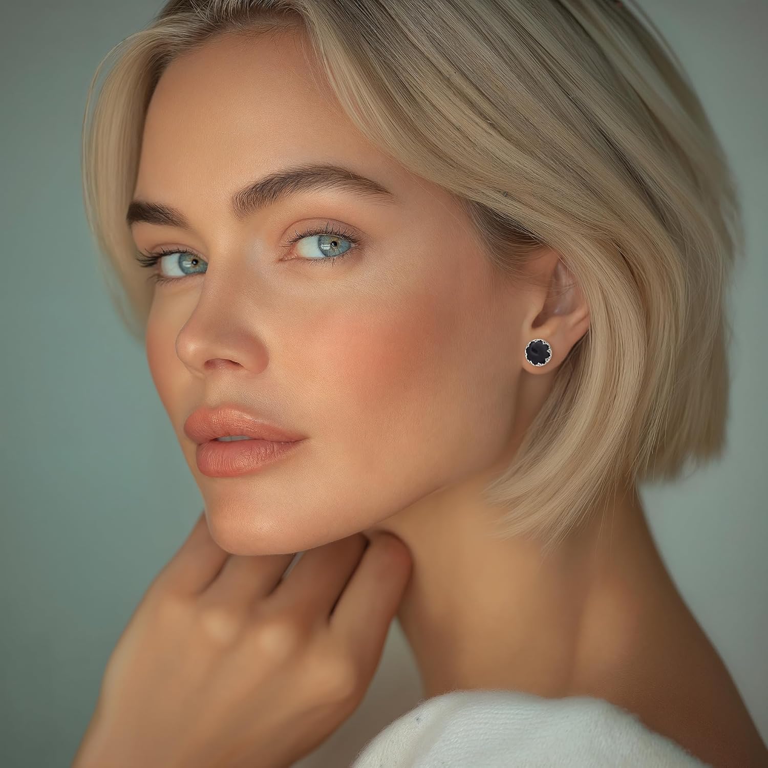 925 Sterling Silver Gemstone Studs Earrings for Women - Sterling Silver Earrings Studs - Birthstone Earrings - Gemstone Earrings for Women - Minimalist Earrings for Women - Image 2