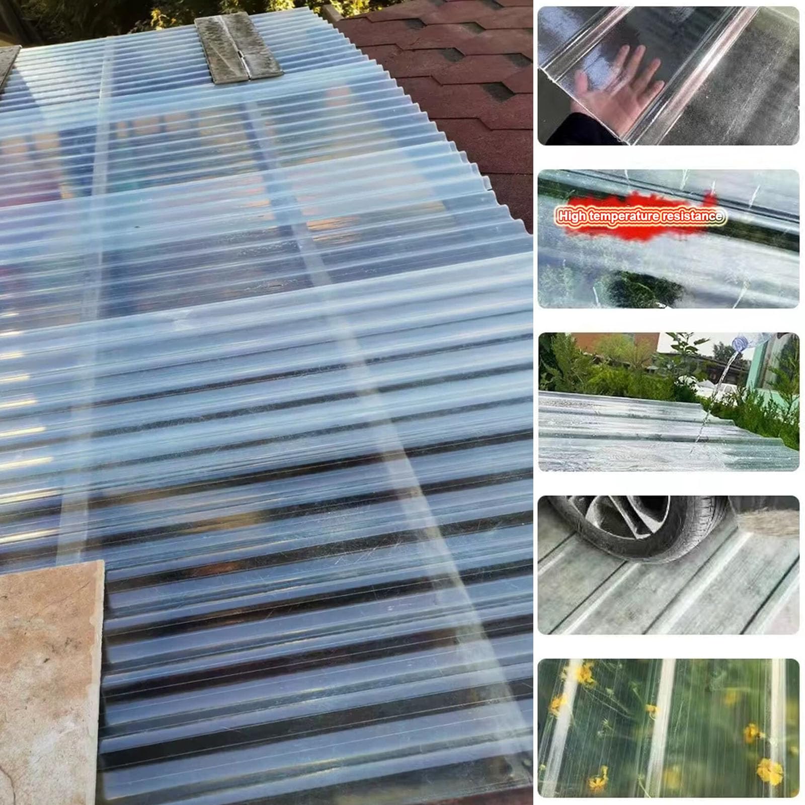 2mm Hojas De Techo Corrugado,Placa De Iluminación Natural De Fibra De Vidrio,Chapa Tejado O Pared,Chapa Tejado A Prueba De Lluvia Anti-UV,Chapa Ondulada Para Invernaderos (0.9×1.7m,1pcs)