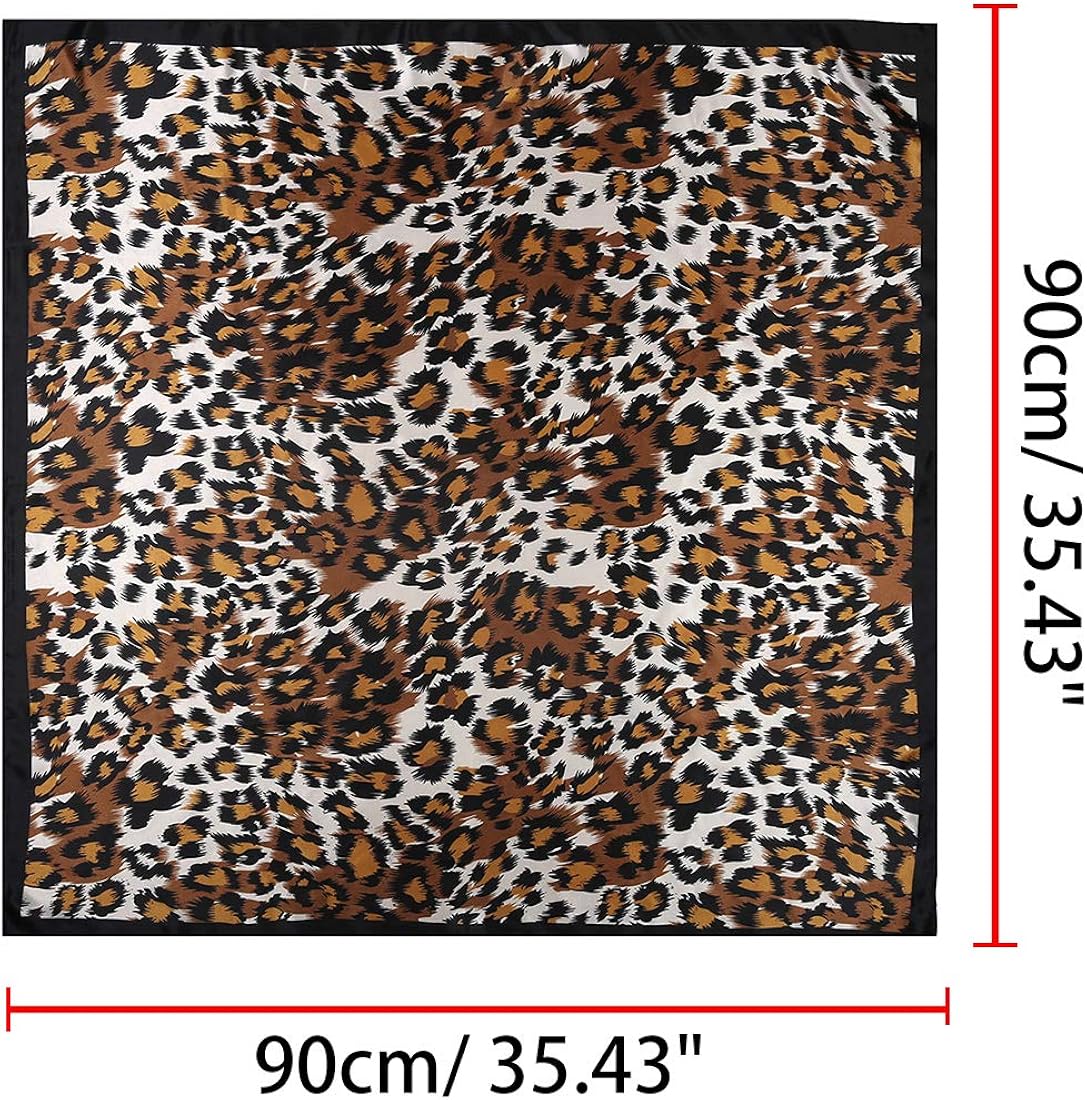 Miniatura 3 de Allegra K Pañuelos cuadrados con estampado de leopardo para mujer, pañuelo y cuello