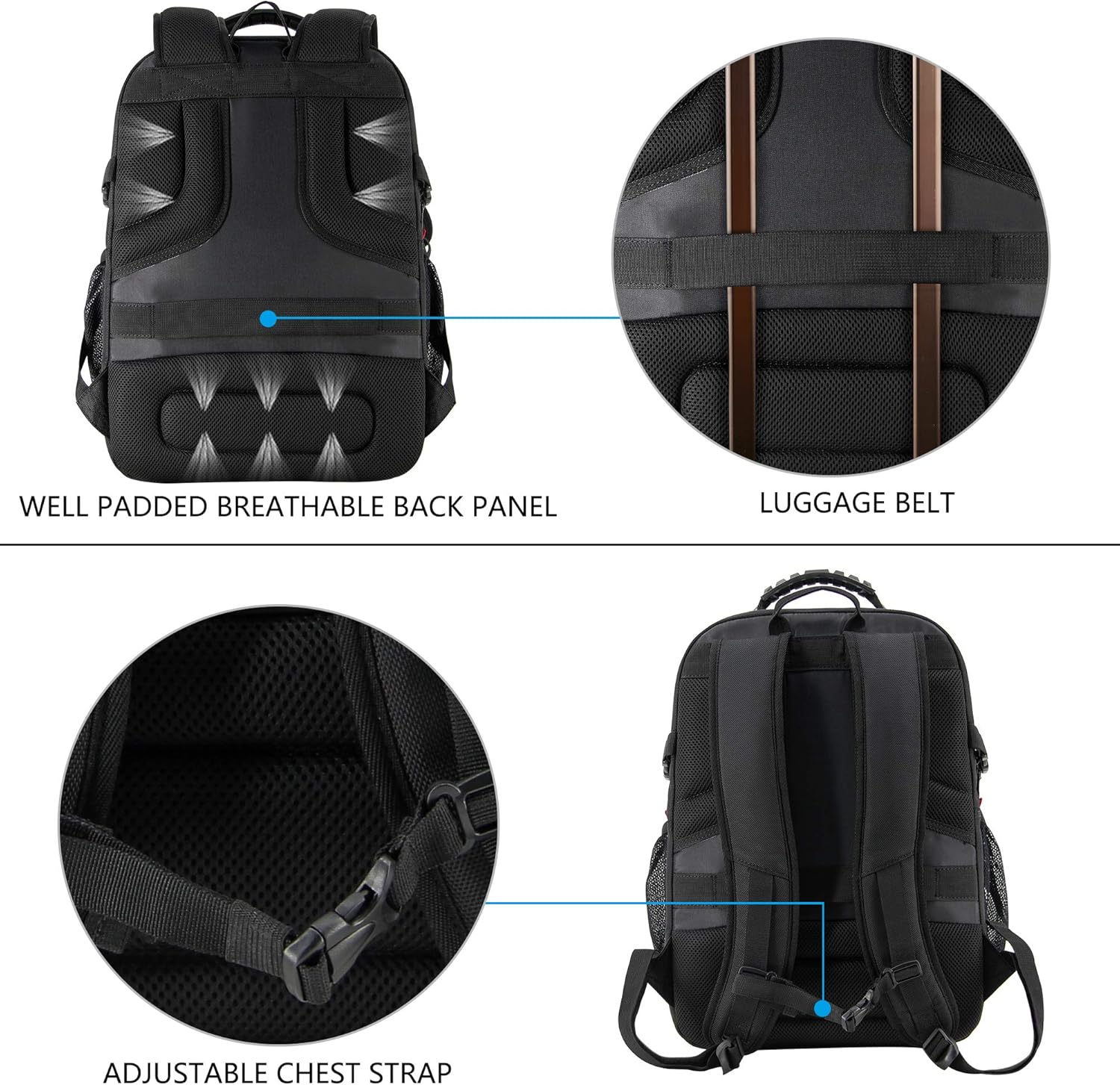 KROSER Travel Laptop Backpack 17.3 Inch XL Computer Backpack Stylish College Backpack with USB Charging Port & RFID Pockets Water-Repellent Day pack for School/Business/Men/Women-Black : Electronics