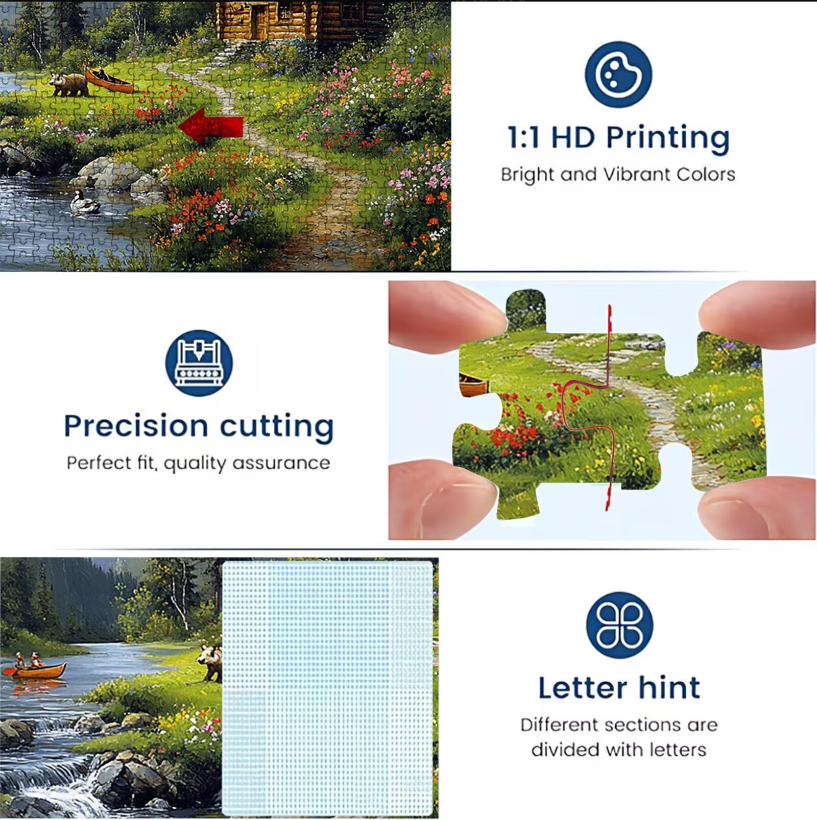 Puzzle fiume cabina(2), Puzzle Adulti 3000 pezzi, Puzzles Legno con Squisita Scatola di Imballaggio, Rompicapo per Esperti con Incastro Perfetto, Stampa Alta Definizione, Regalo per Adulti W3H-879