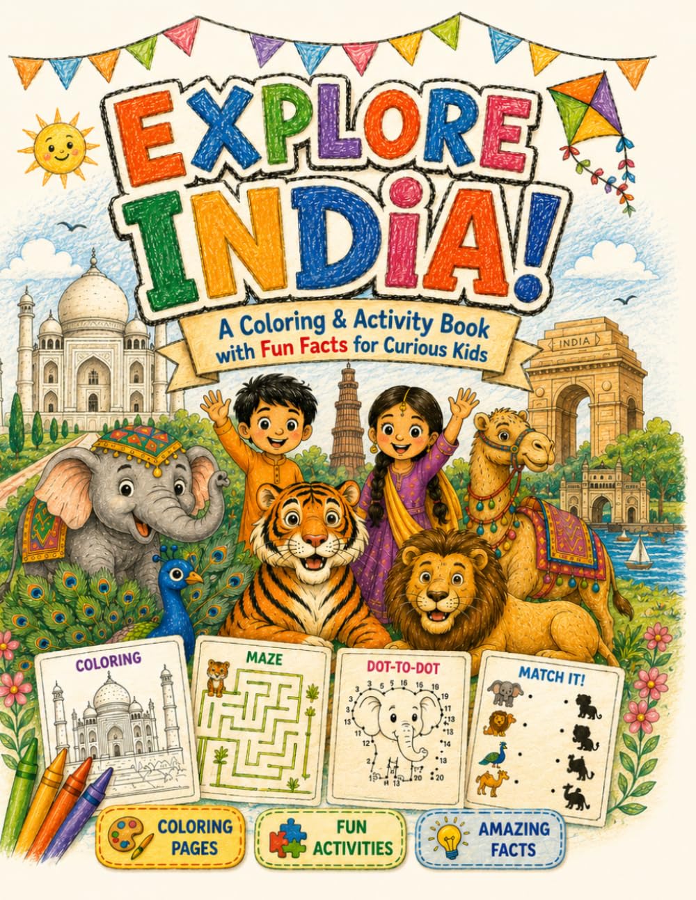 Explore India: A Coloring & Activity Book with Fun Facts for Curious Kids
