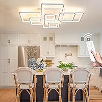 Vista 8 de Lámpara de techo moderna, 39.4'' LED regulable blanca, lámparas de techo empotradas con control remoto de acrílico redondas para techo bajo