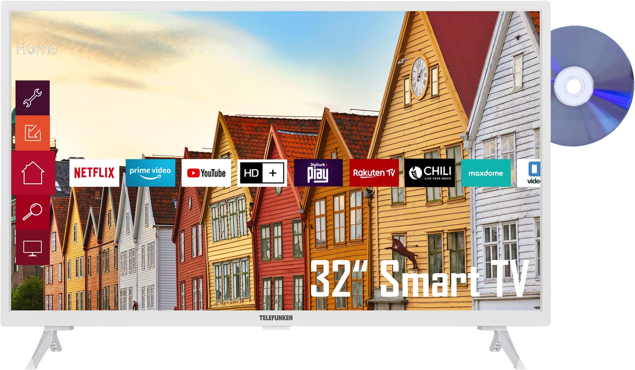 32 Zoll Fernseher Mit Dvd Player Telefunken XF32K559D-W 32 Zoll Fernseher / Smart TV (Full HD, HDR