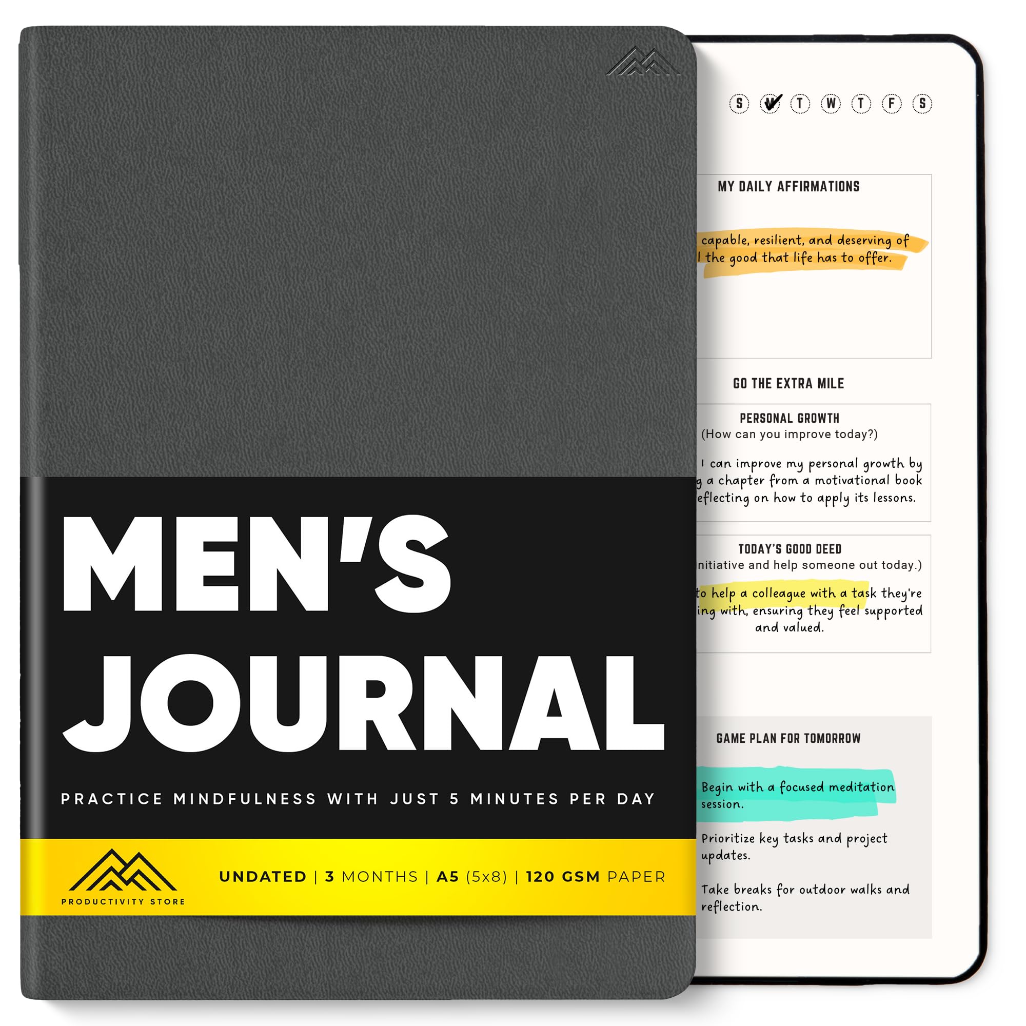 Better Man Jounral - Diario de gratitud - Diario de 5 minutos - Diario de manifestación de reflexión para diario de atención plena y cuidado personal - Diario de objetivos/gratitud guiada para hombres