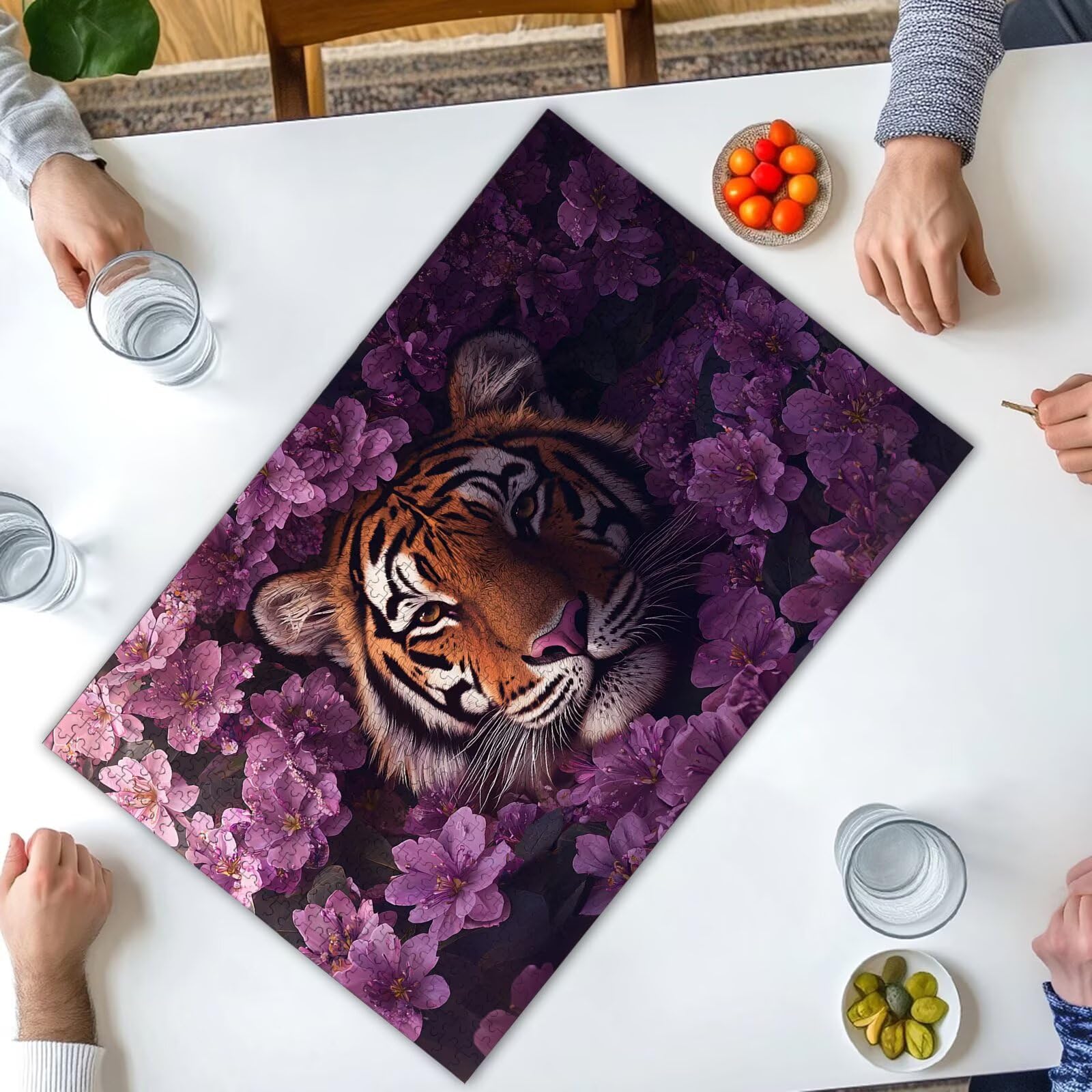 Puzzle 1500 Piezas, Puzzle Tigre con Caja para Adultos, DIY Flor Rompecabezas Madera para Adultos, 1500 Piezas Rompecabezas Desafiante, para Decoracion Hogar, Regalo Mujer, Regalo Hombres, -1948