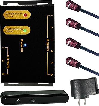 IR Repeater Kit, ir Repeater System,IR Remote Control Extender | Supports up to 100 feet, Dual Sensors Receiver