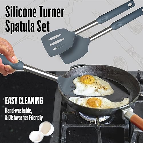Miniatura 4 de Juego de espátulas de silicona para uso en la cocina espátula resistente al calor y espátula de silicona ranurada para cocinar, utensilios de cocina