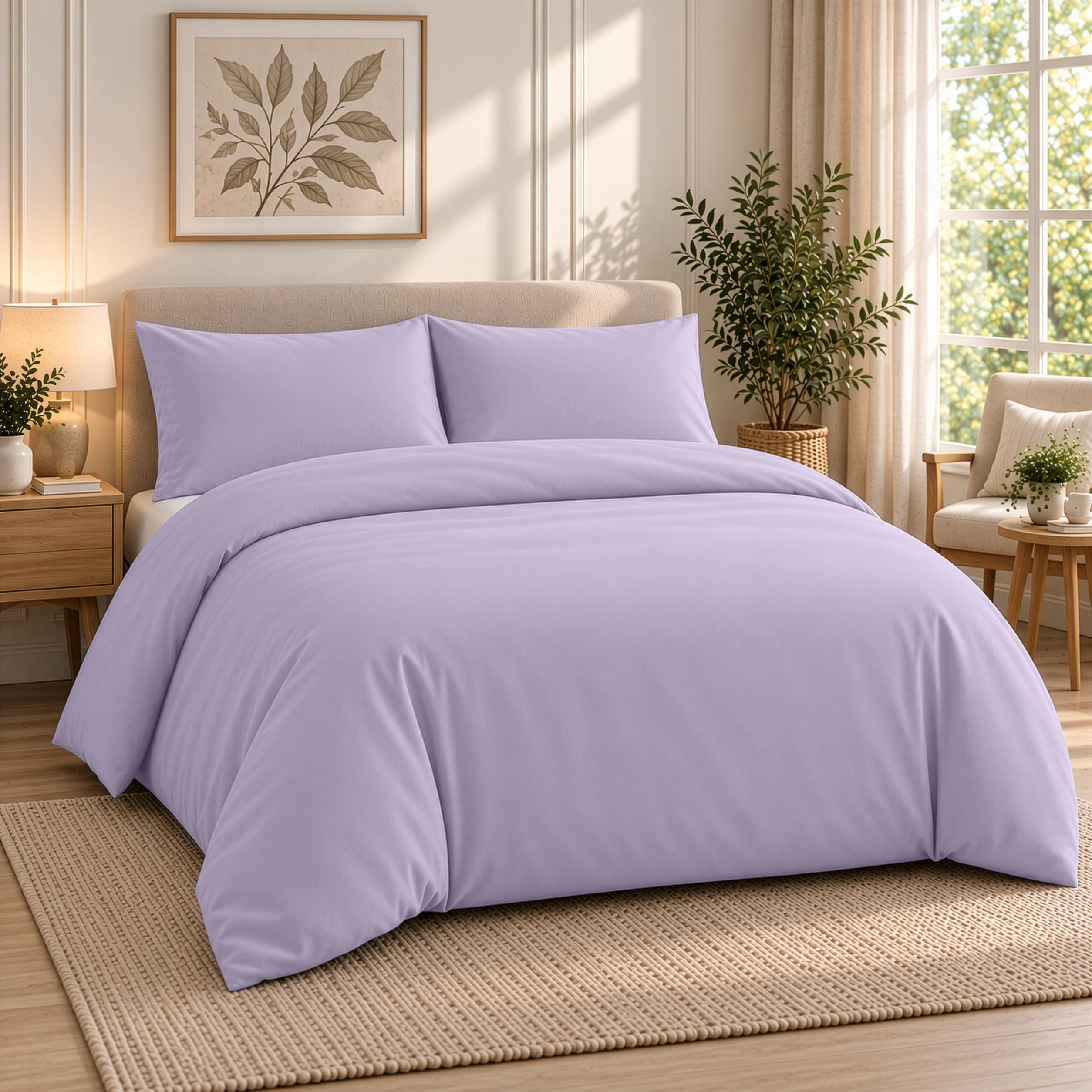 ACRALI HOME King Size Duvet Cover Sets Lilac – Soft Brushed Microfibre