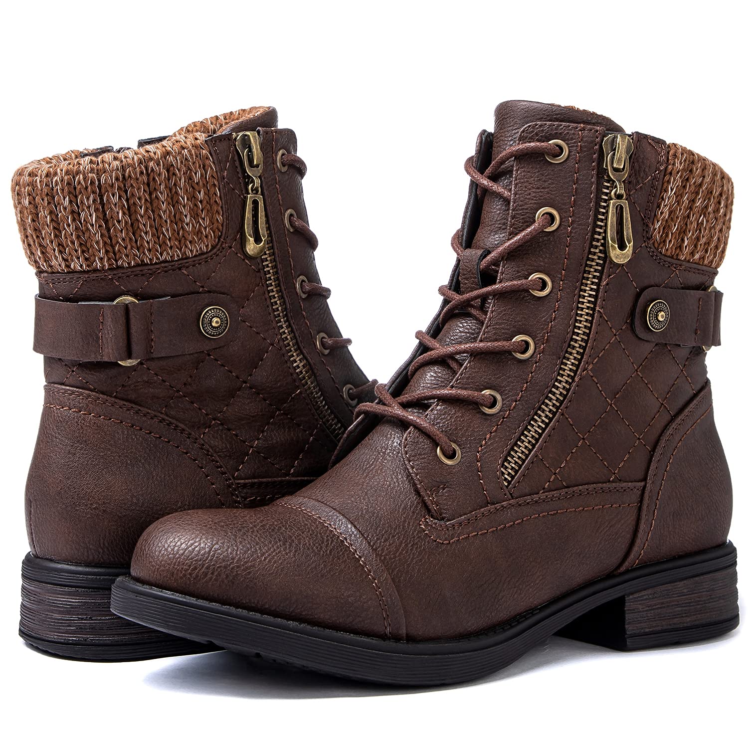 GLOBALWIN Womens Ankle Booties Fashion Combat Boots Fall Boots For Women Comfortable Low Heel