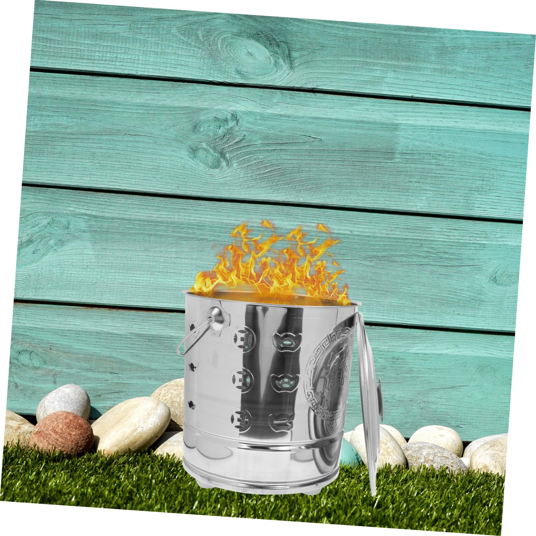 PLAFOPE Cubo Calor Incinerador Resistente Dinero de Acero Inoxidable de al Ligero, para Jardín y Ceremonias, Uso Doméstico