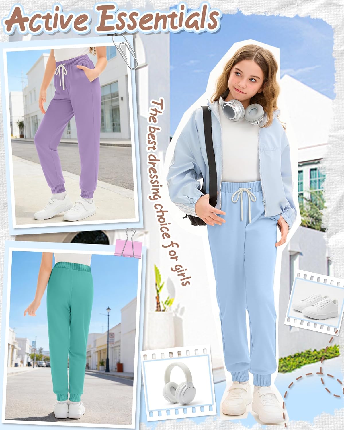 5 Pack Girls Jogger Sweatpants Lounge Drawstring Kids Sweat Pants Casual Lightweight Athletic Pants with Pockets - Image 4