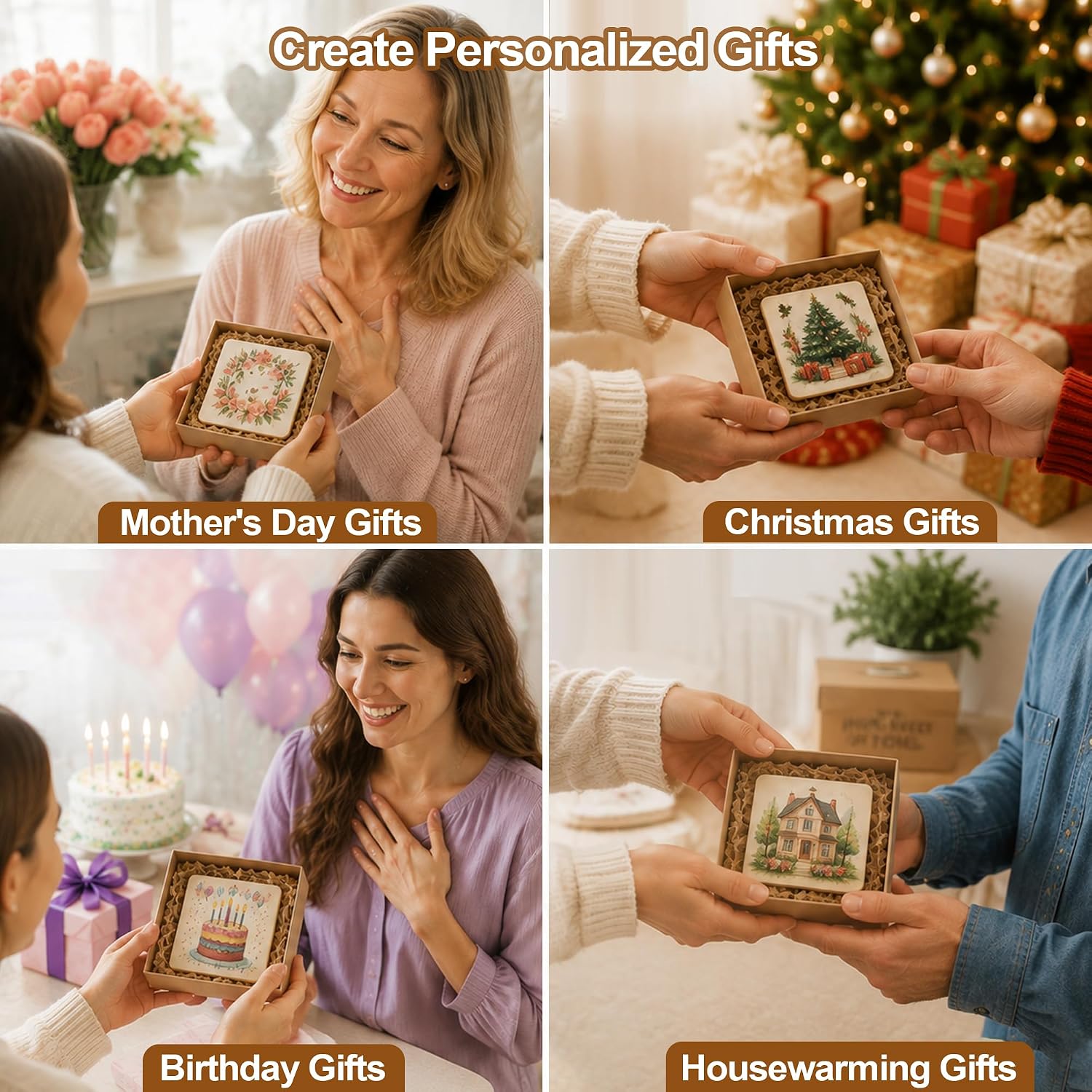 24 PCS Ceramic Tiles for Crafts, 4x4 Inch Unglazed Ceramic Coasters