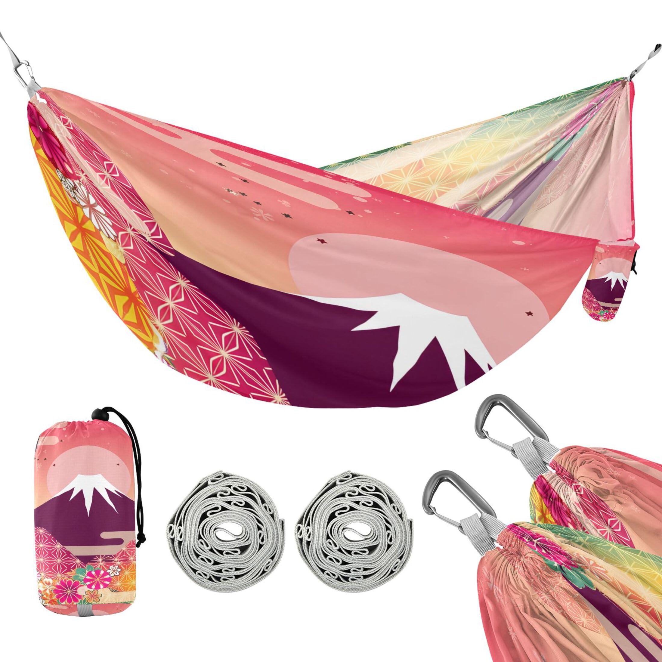 Takiito Stylized Mount Hammock 330 lb Capacity Travel Camping Hammock with Tree Straps, Portable Lightweight for Outdoor Beach Backpacking Backyard Patio