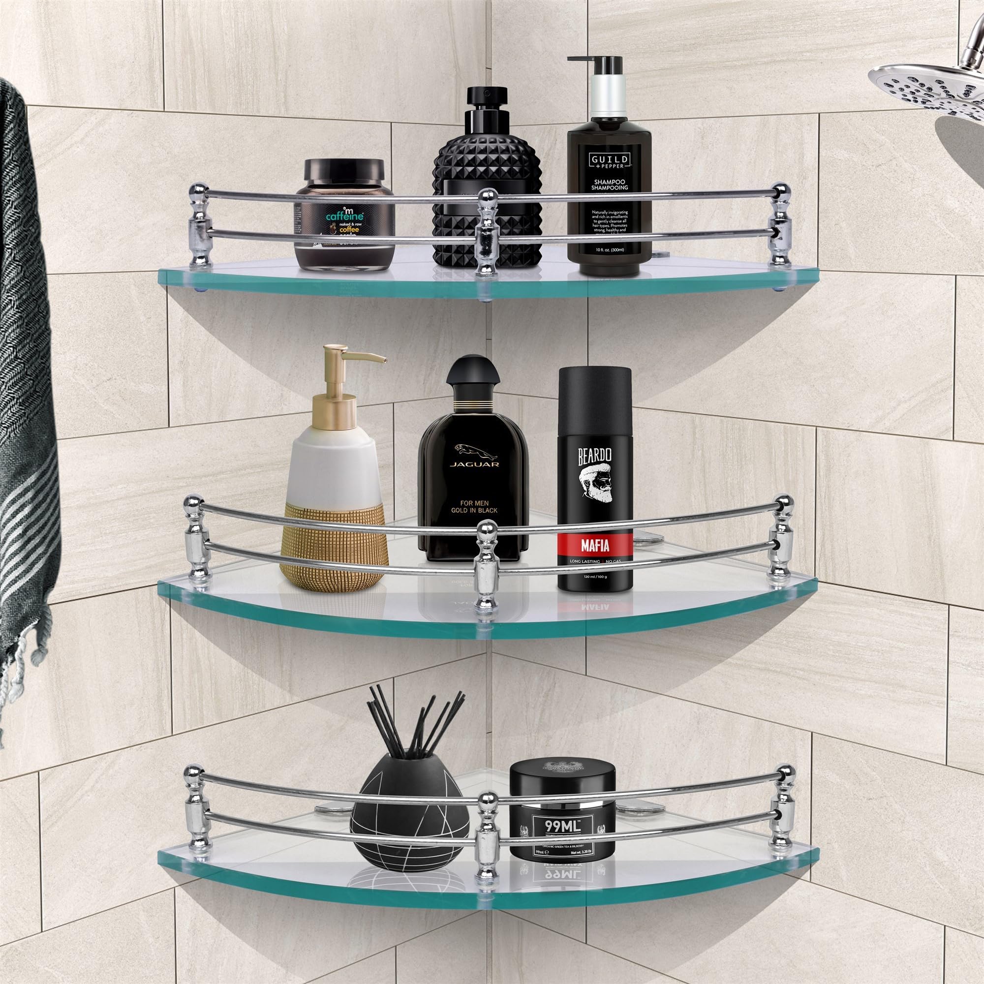 Jaquar Corner Glass Shelf (with Bracket) : Amazon.in: Home Improvement
