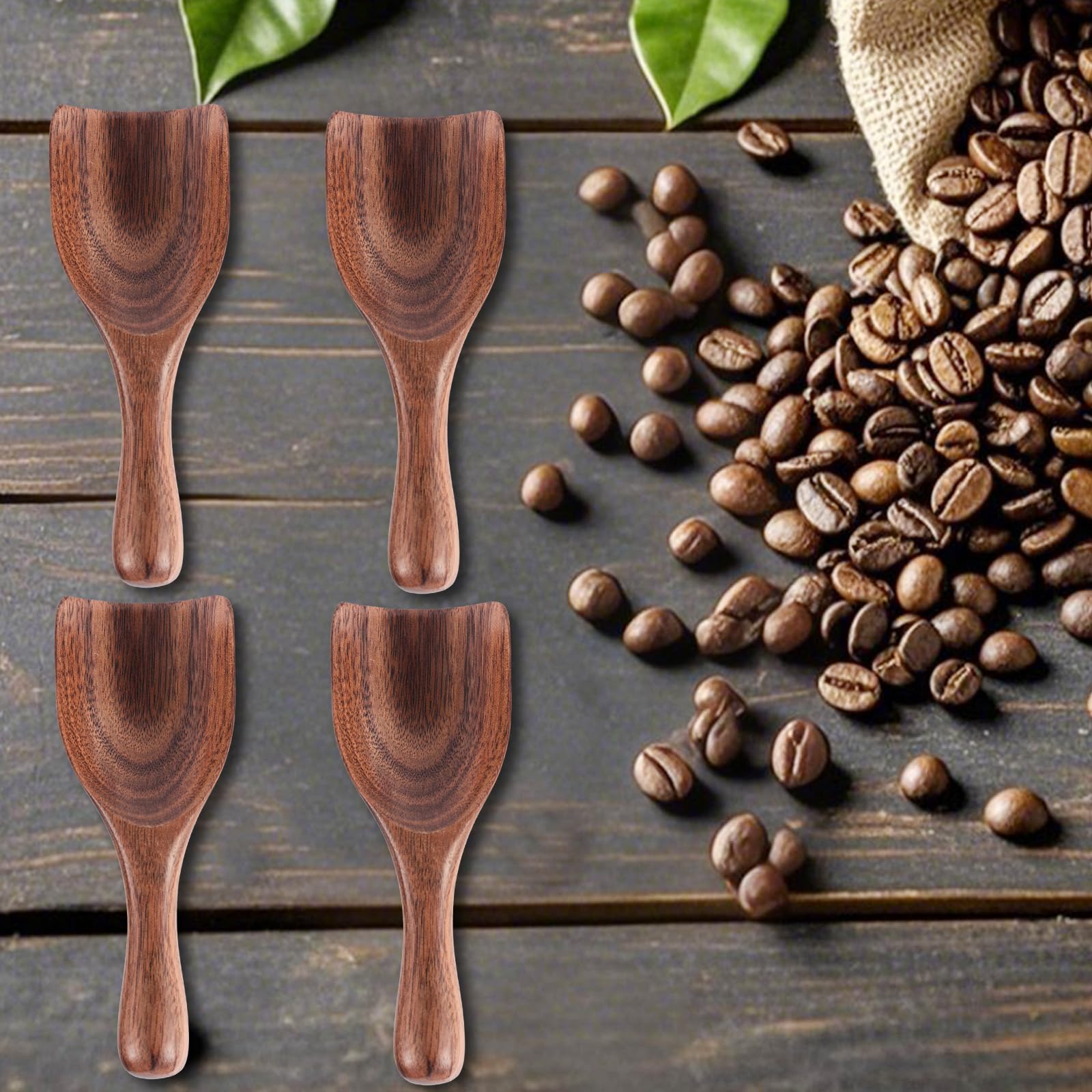4pcs Wooden Scoops For Jars, 4.29in Wooden Coffee Scoops Wooden Spoon
