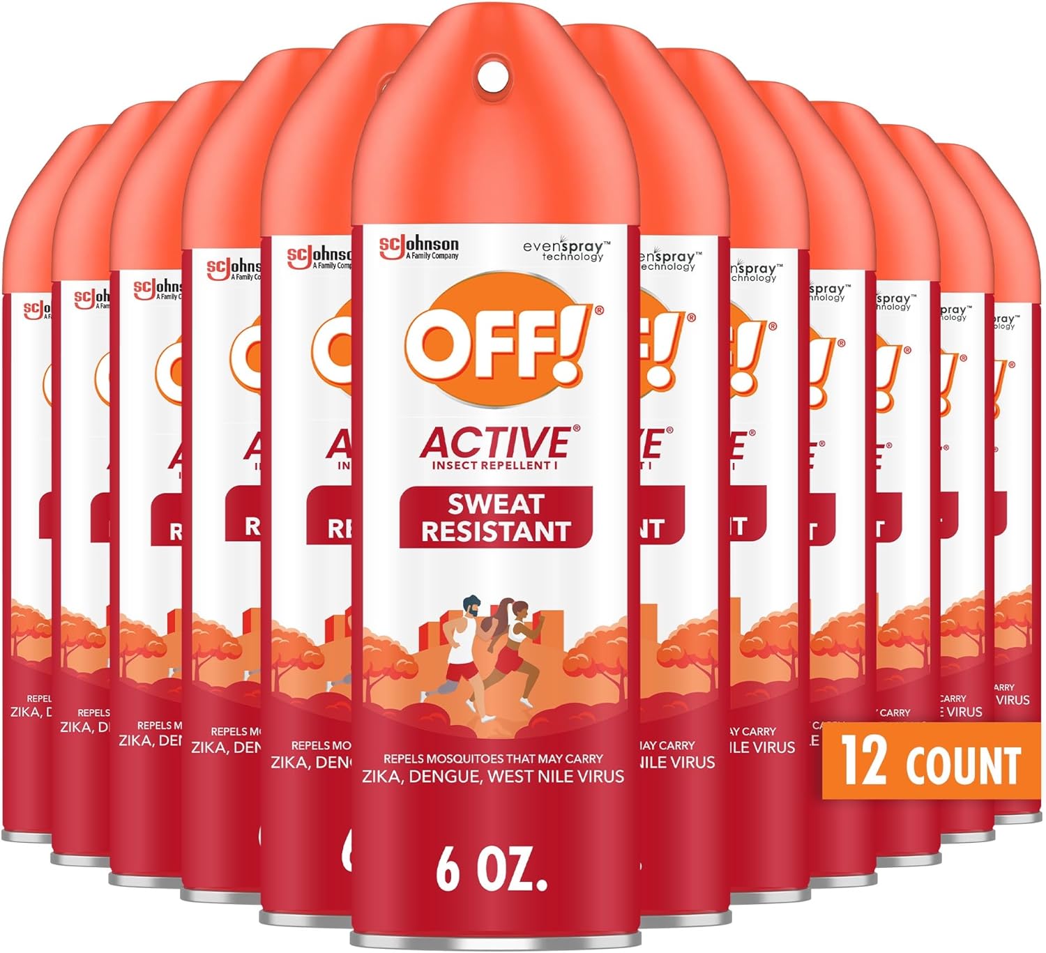 OFF! Active Insect Repellent Sweat Resistant Long Lasting Protection Repels Mosquitoes 6 Ounce (Pack of 12)
