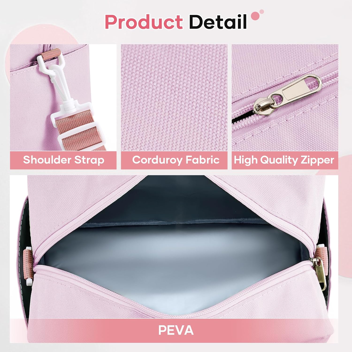 Cute Lunch Bag for Women, Corduroy Lunch Box for Work Lunch Tote Bag Women, Reusable Insulated Cooler Lunch Box for Travel - Image 5