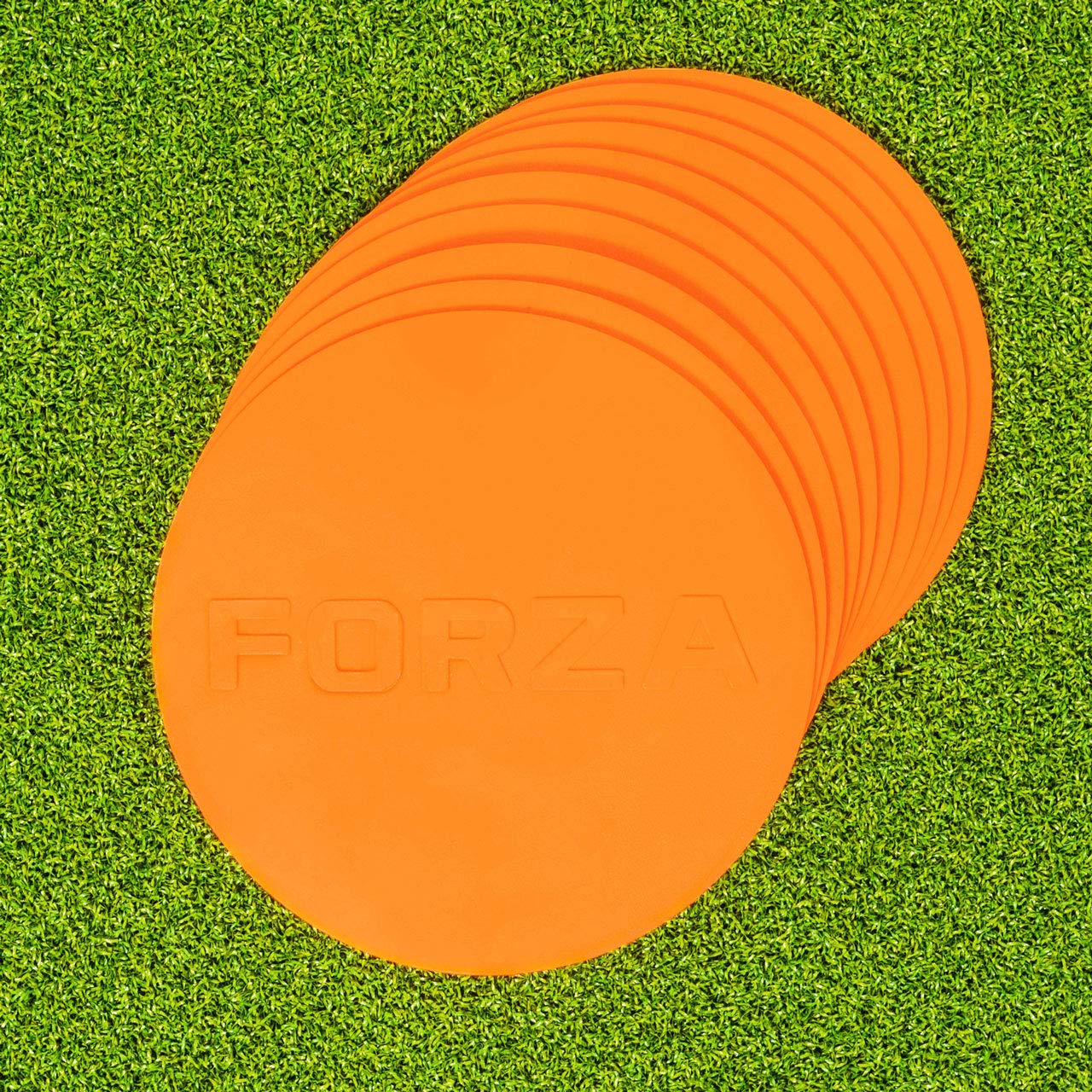 FORZA Flat Disc Markers | Brightly Colored Training Markers for Soccer & Outdoor Play – Available in Mini (Set of 20) or Standard (Set of 10)