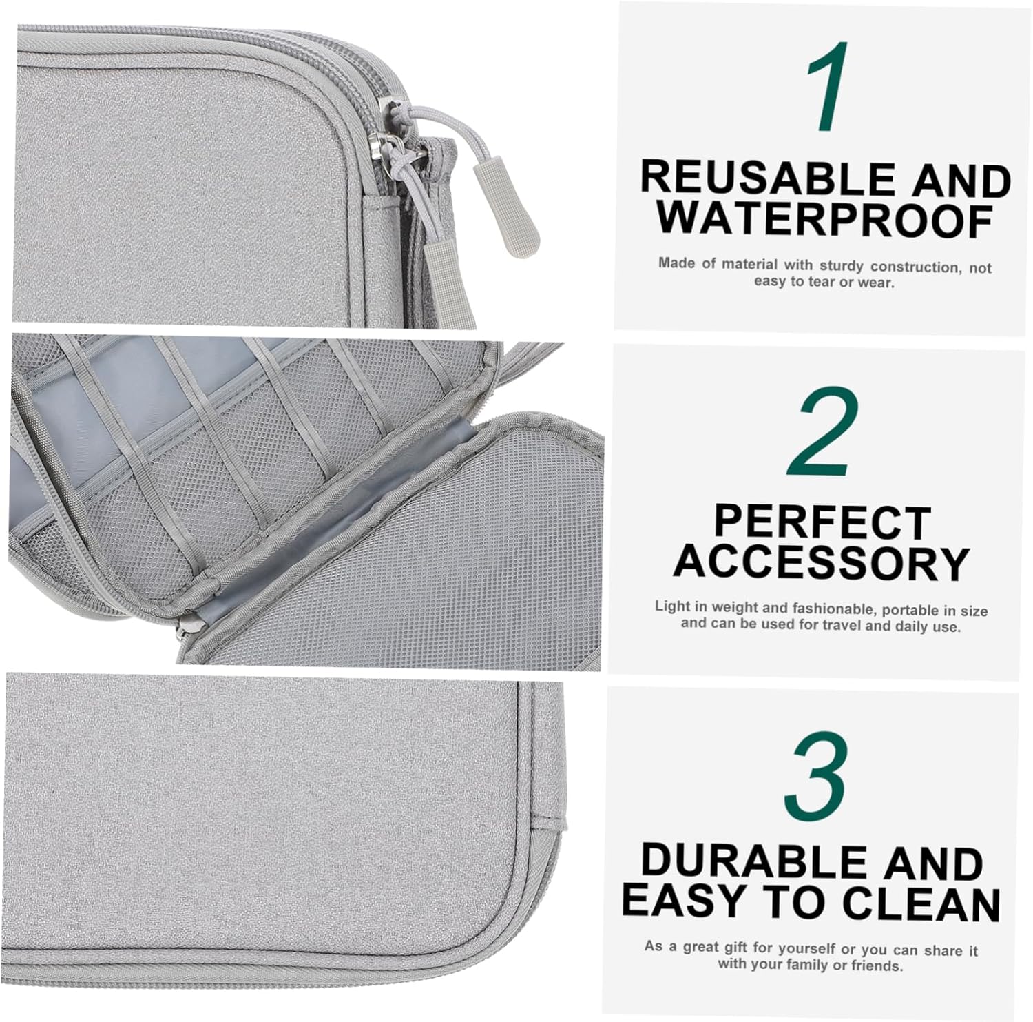 LALAFINA Travel Cable Organizer Bag Zipper Storage Case for Earphones Data Cables Hard Drives and Durable Design for Easy Access and Organization