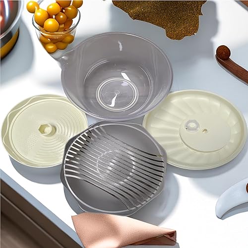 Miniatura 7 de Hilador de ensalada, lavadora de verduras, colador giratorio de frutas, multiuso, molinillo de lechuga, fácil de limpiar con drenaje, cuenco,