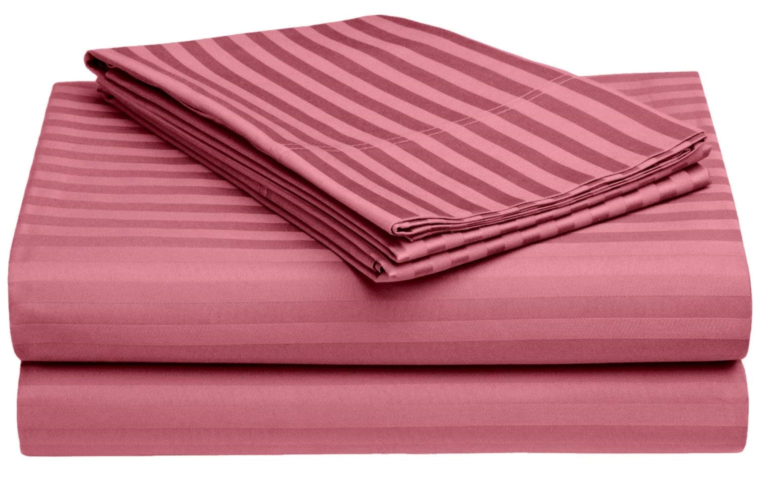 Premium Satin Stripes Bedsheet for Single Bed with 1 Pillow Cover | Cotton Feel Soft Fabric | Luxury Bed Sheet Single Size Bedding Set Pink Color-image-9