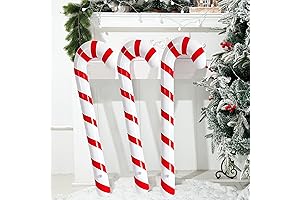 Enchanting 35-Inch Inflatable Christmas Candy Cane Trio for Festive Holiday Decorations
