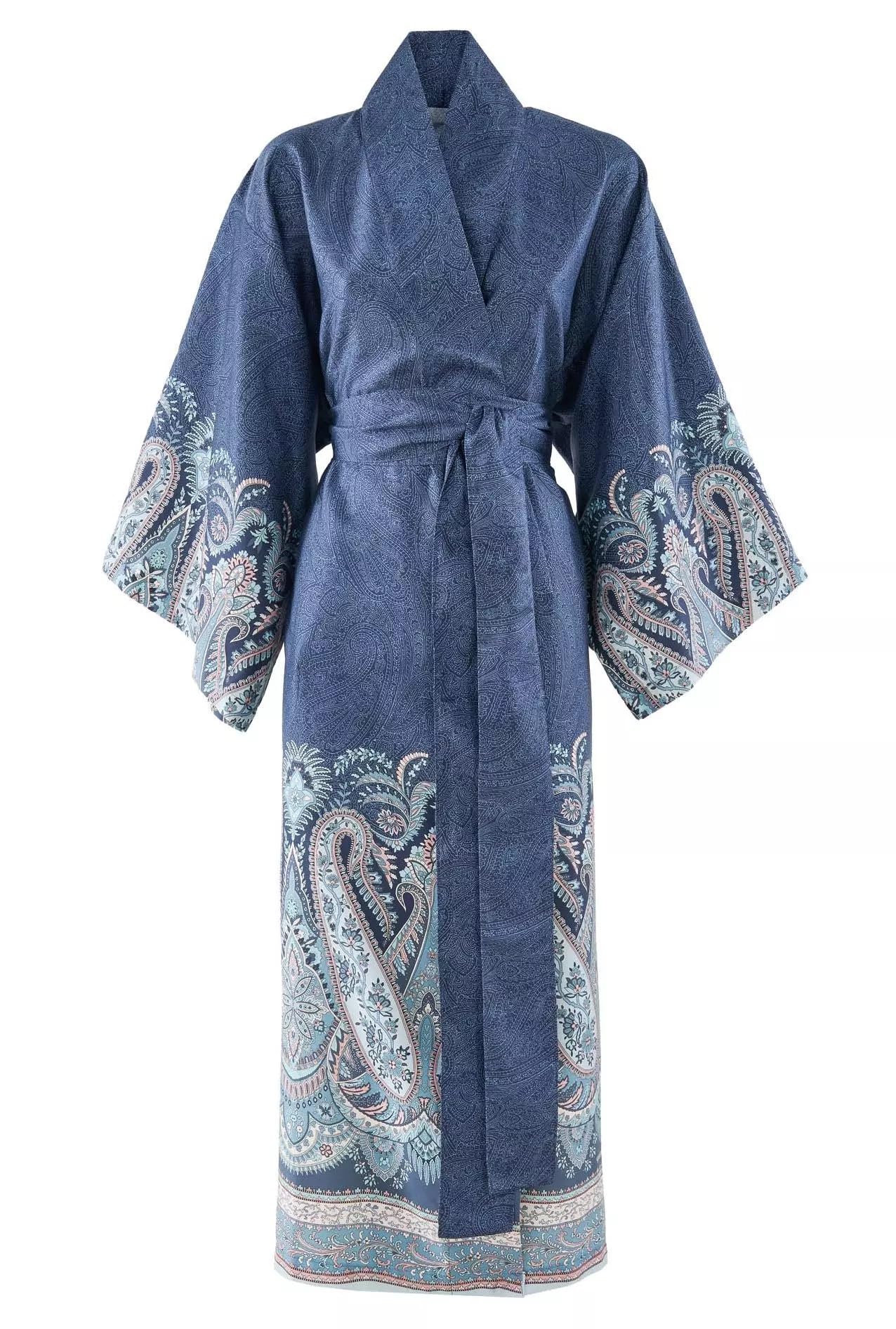 BASSETTI Kimono Aus Baumwollsatin Beige - Unisex Bademantel, Größe L-XL, 100% Baumwolle
