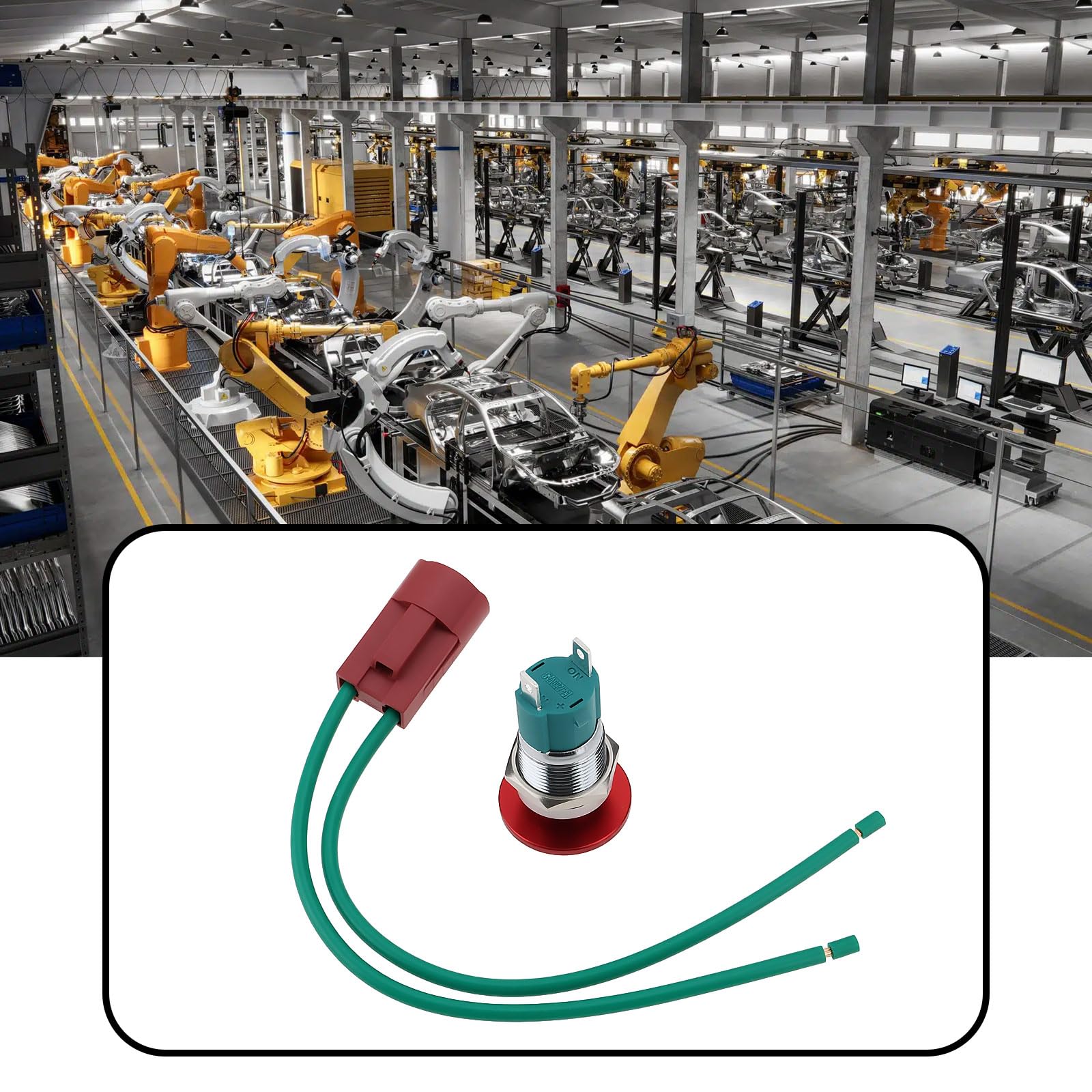 EMSea 16mm Mushroom Head Momentary Push Button 12V 10A Waterproof SPST Switch with Wire Red - Image 4