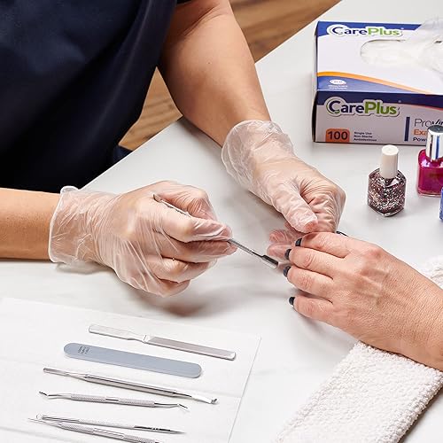 Miniatura 7 de Care Plus - Guantes desechables de vinilo, tamaño extragrande, resistentes, no estériles, sin polvo, goma sin látex, 100 unidades, seguros para