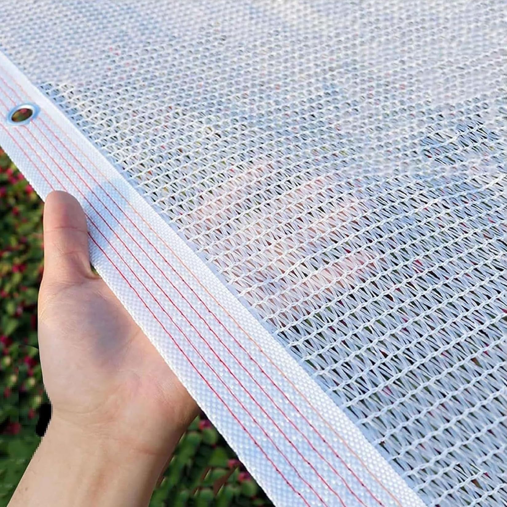 Schattierungsnetz Weiß 90% Schattenrate, UV-Beständiges Schattiernetz mit Ösen,Atmungsaktives Sonnensegel Winddicht Schattennetz für Gewächshaus, Pergola,Garten und Hühnerstall(4X7m)