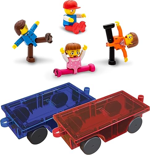 PicassoTiles Paquete de expansión de 2 piezas de camiones magnéticos para automóviles + 4 figuras de acción de personas familiares juego educativo disponible en Yaxa Venezuela