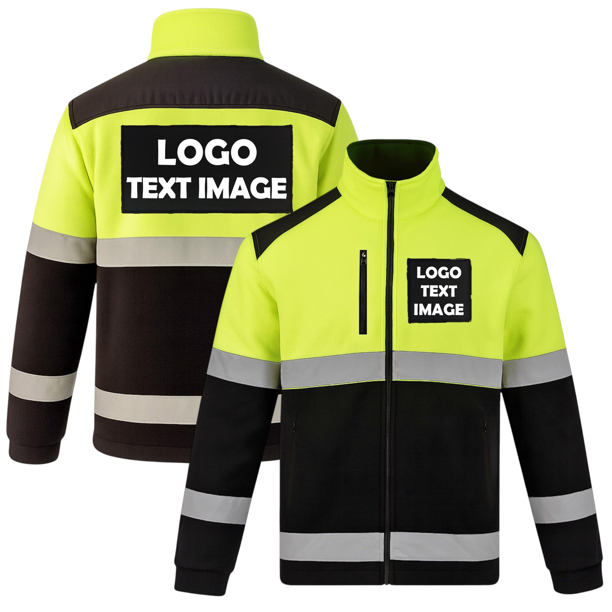 Personalisierte Warnschutz Fleecejacke Herren mit Logo, Reflektierend