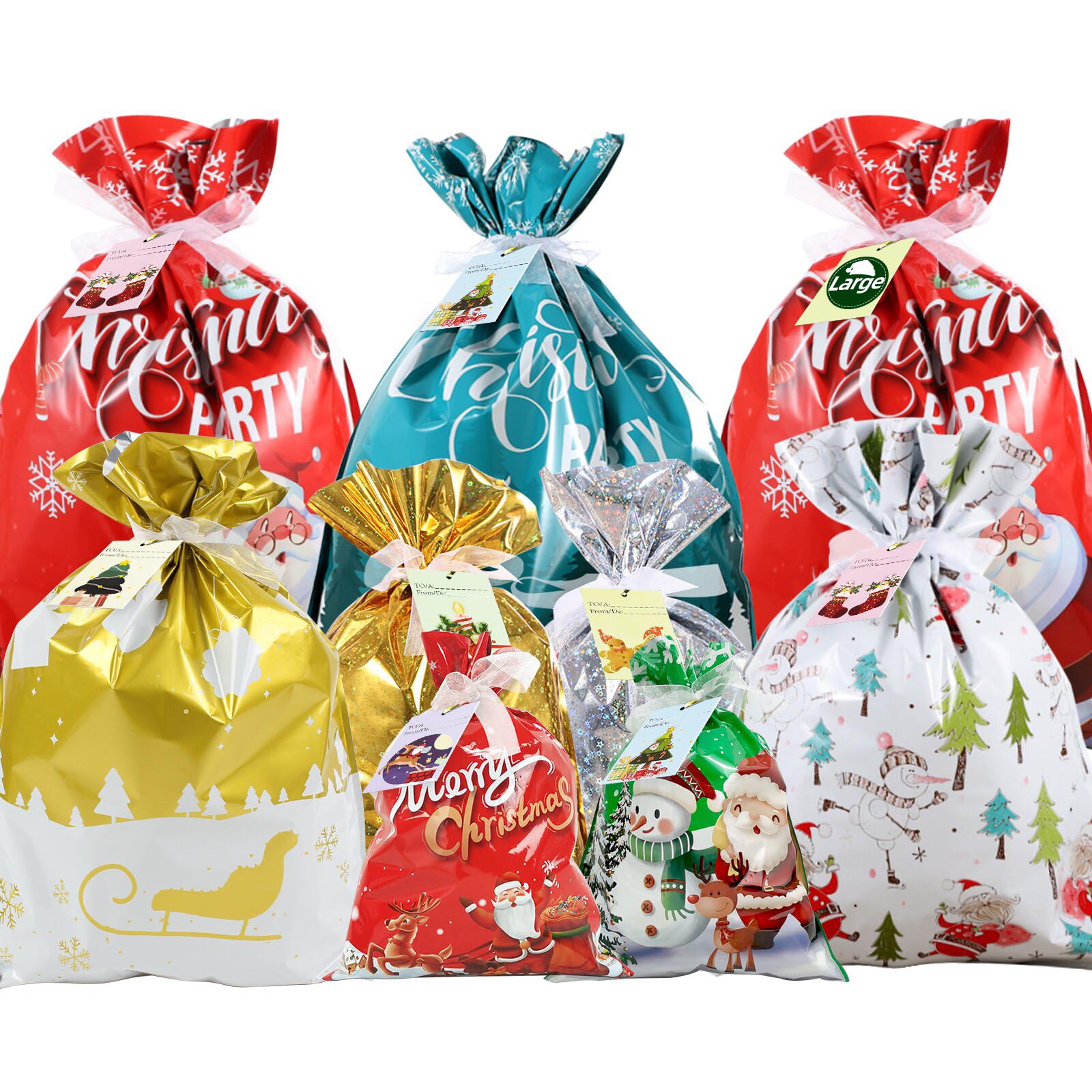 120 Weihnachts-Geschenktüten Mit Hasenohren – 6 Süße Designs, 14x23 Cm, Aus Lebensmittelechtem EVA-Material – Perfekt Für Süßigkeiten, Kekse Und Party