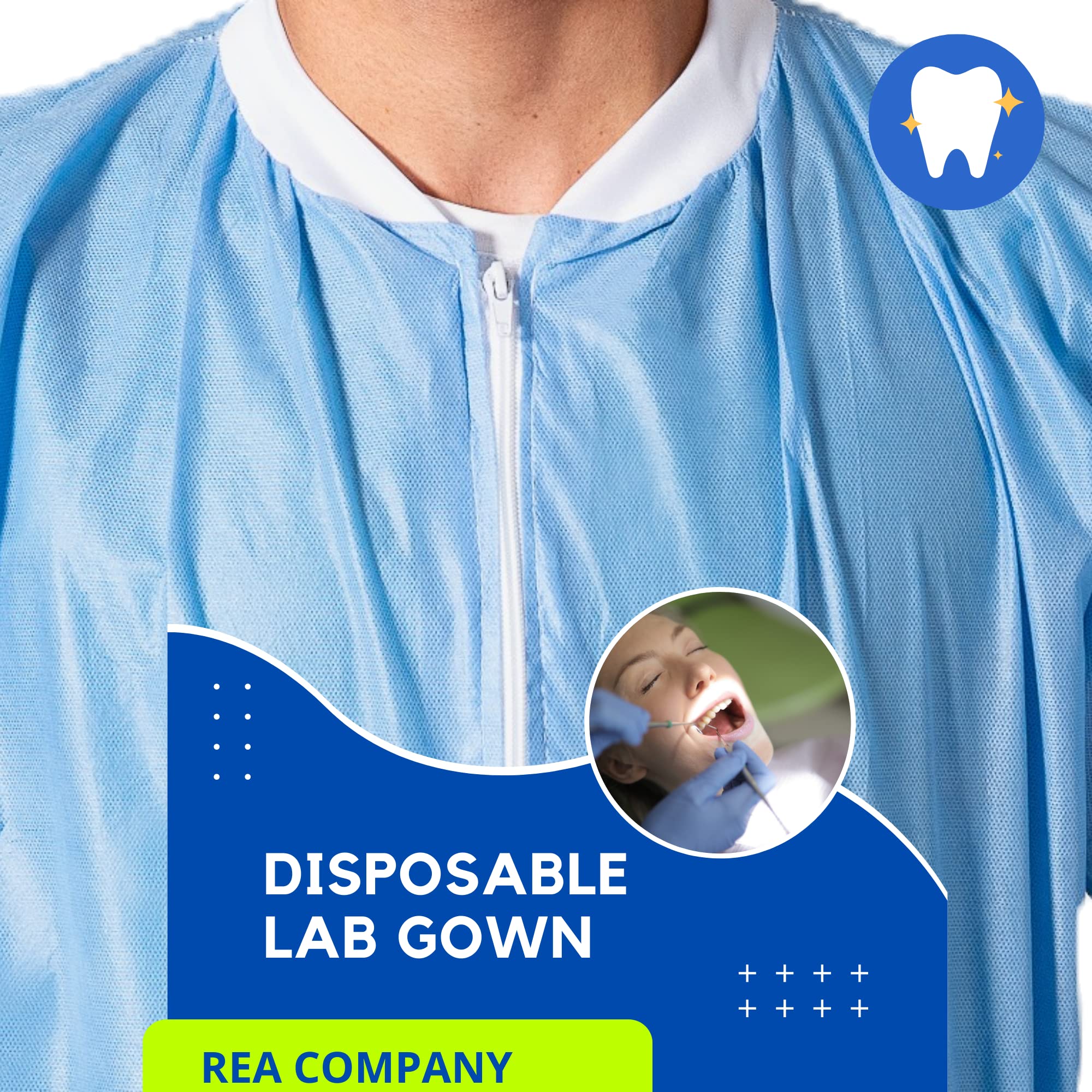 Disposable Gowns 5-Pack Disposable Lab Coats Zip Front With