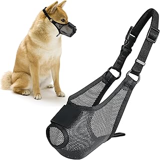 FWLWTWSS Muzzle for Medium Dogs, Breathable Muzzle for Dogs, Adjustable Muzzle for Large Dogs, Small Dog Muzzle with Velcro Closure, Poison Bait Muzzle, Allows Panting and Drinking product image