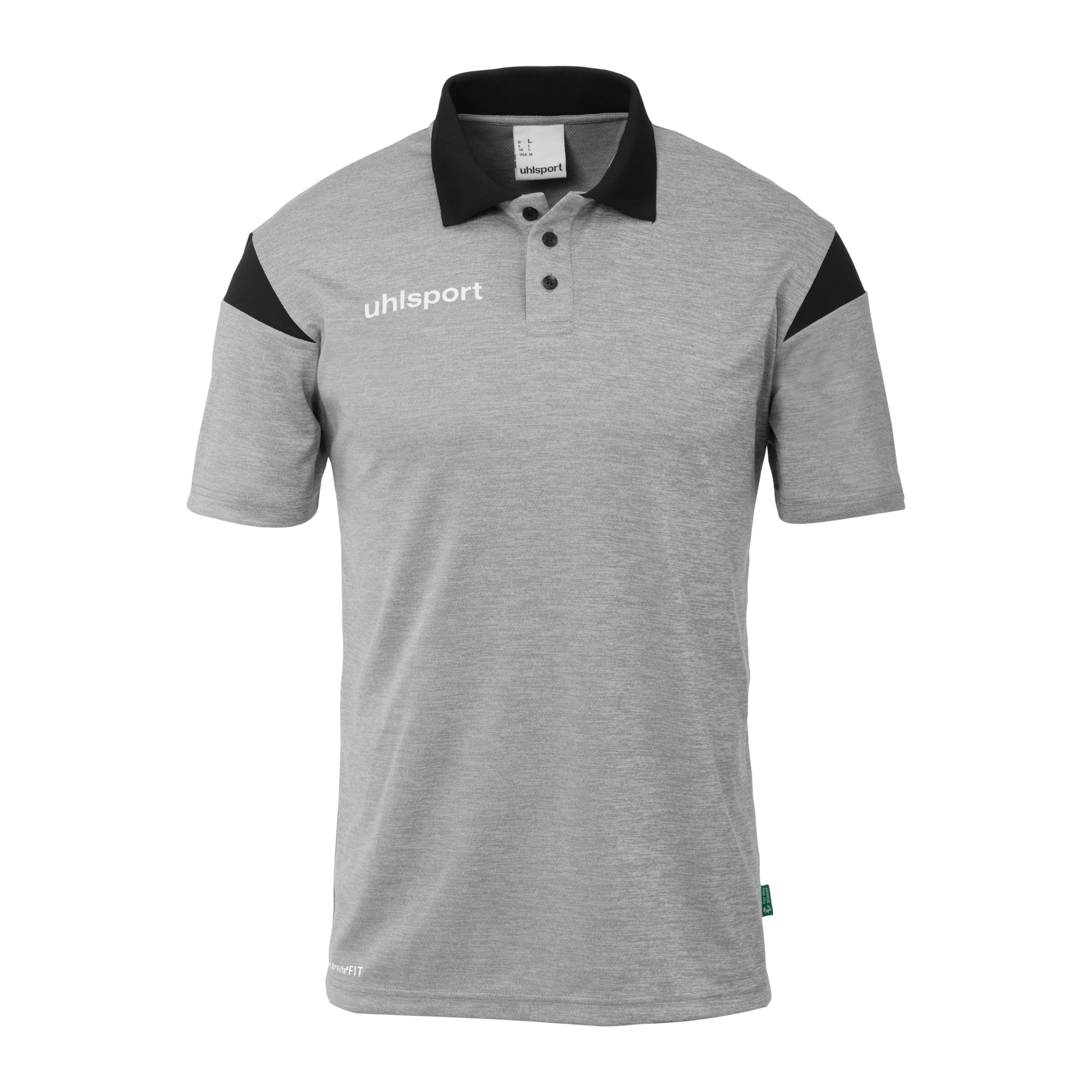 uhlsport Squad 27 Polo Shirt – Polo Shirt Men, Women and Children – T-Shirt with Polo Collar, Dark Grey Melange/Black, XXXL