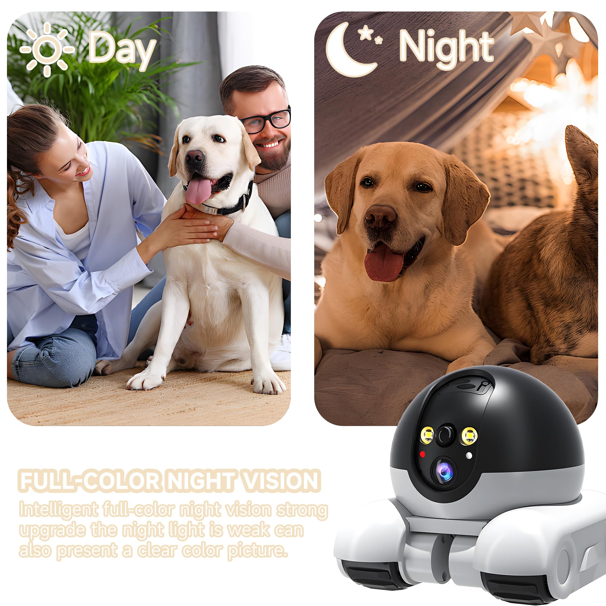 YELETY Pet Camera Home Security, Movable Indoor WiFi Cam +32G SD Card, 2 Way Talk, 1080P Indoor Movable Camera - Image 4