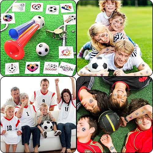 WorldBazaar Soccer Tattoos Temporary for Kids 210 Pcs Glitter Precut Ball Tattoos Soccer Party Favors Birthday Goodie Bag Stuffers