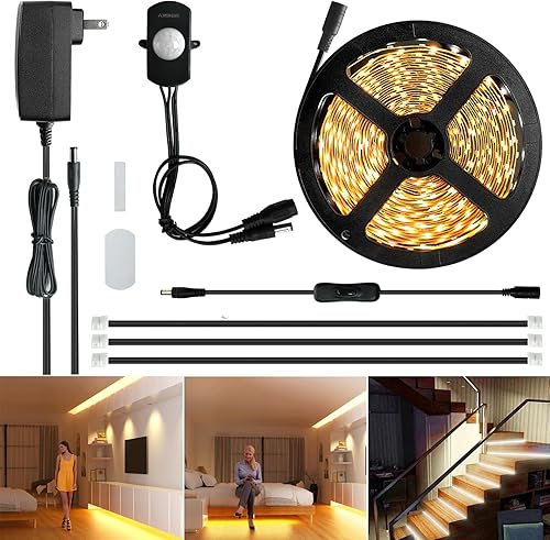 Sensky Kit de tira de luces LED activadas por movimiento, de 19.7 pies, sensor de movimiento flexible para dormitorio, segura para armas, debajo del