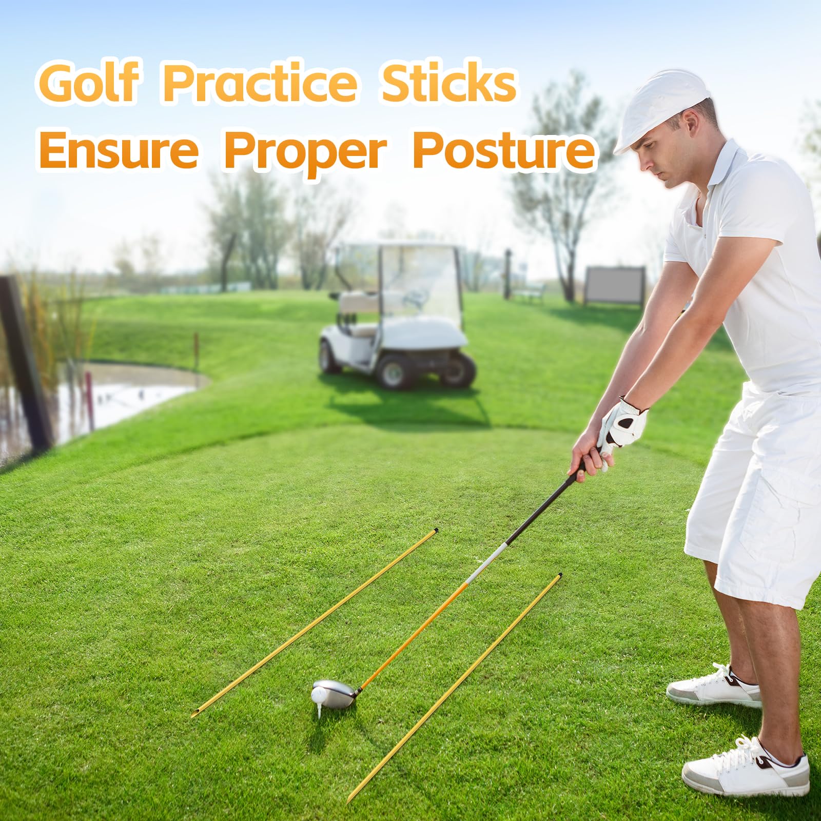 Asta direzionale da golf, 3 bastoncini di allineamento da golf, 147 cm, asta di allineamento pieghevole per golf, per allenamento e allenamento