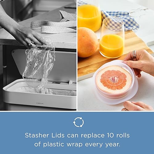 Miniatura 8 de Stasher Premium Reusable Silicone Stretch Lids, Clear, Lids, Airtight Seal, Food Container Covers, BPA Free, Leak-free, Dishwasher Safe, Microwave