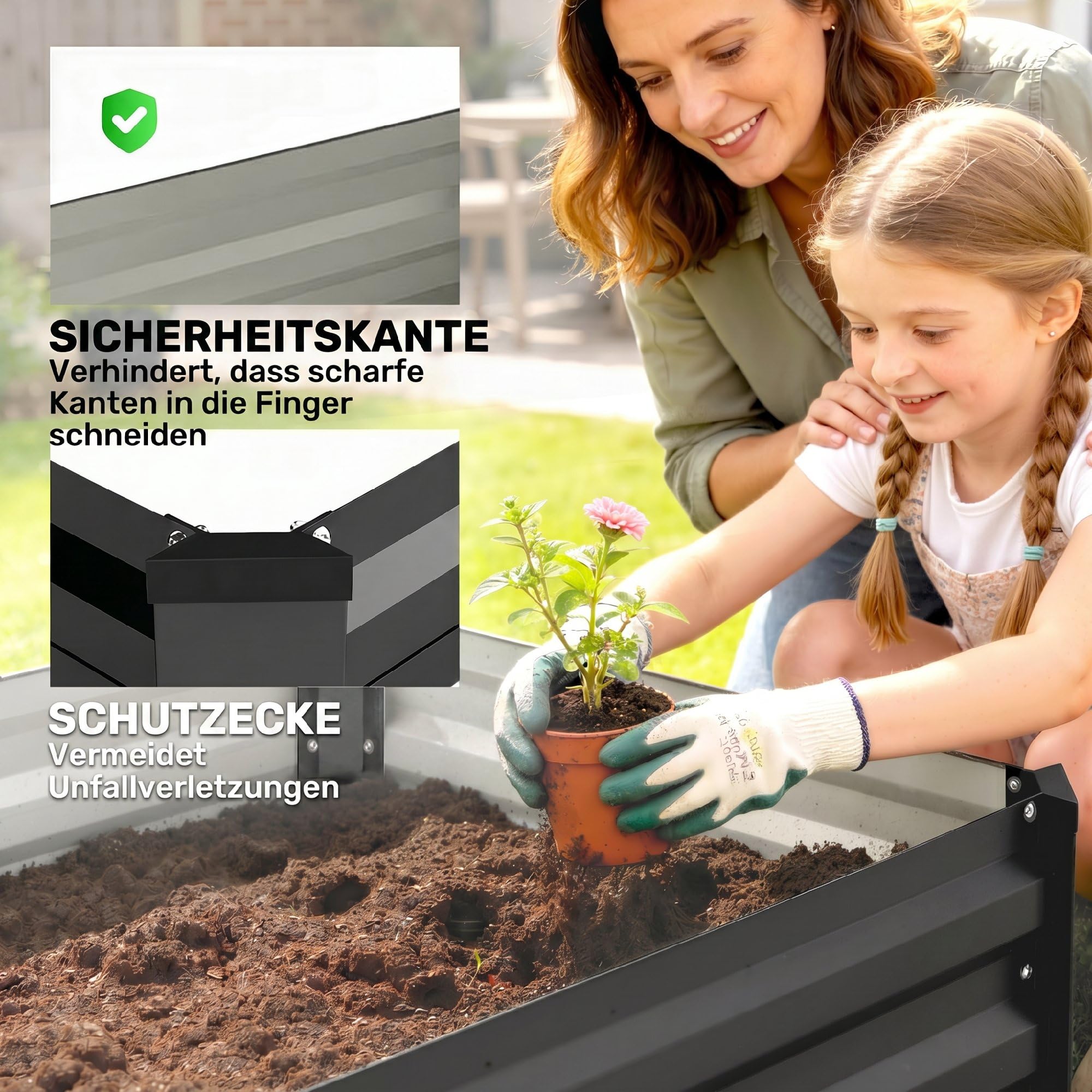 Outsunny Hochbeet 2er-Set Pflanzkasten rostfrei 100 x 60 x 30 cm Dunkelgrau