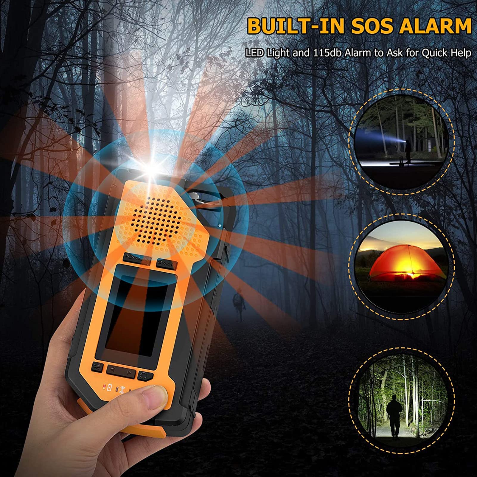 Radio d'urgence à charge solaire Radio météo d'urgence Portable