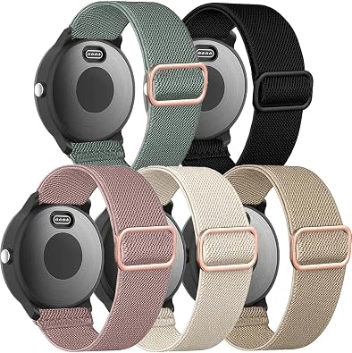 Elastic Bands for Garmin Forerunner 165/55/645/245 Music Watch Band, Garmin Vivoactive 6/5/3 Bands, 20mm Nylon Sport Wristband for Garmin Venu/Sq/Sq 2/Vivomove HR/Sport Men Women 5Pack